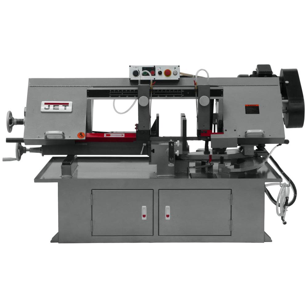 10 x 18 Horizontal Dual Mitering Bandsaw， 2 HP， 230V， 3Ph ;