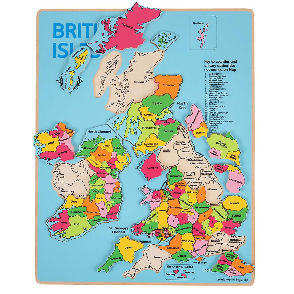 Bigjigs Toys Wooden Chunky British Isles Educational Geography Jigsaw Puzzle