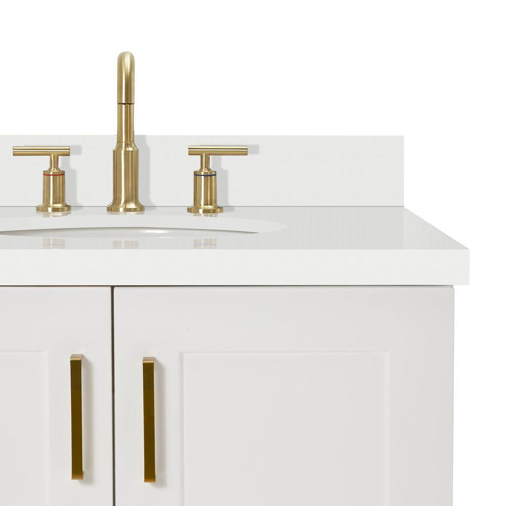 ARIEL Taylor 43 in. W x 22 in. D Bath Vanity in White with Quartz Vanity Top in White with White Basin Q043SRWQOVOWHT