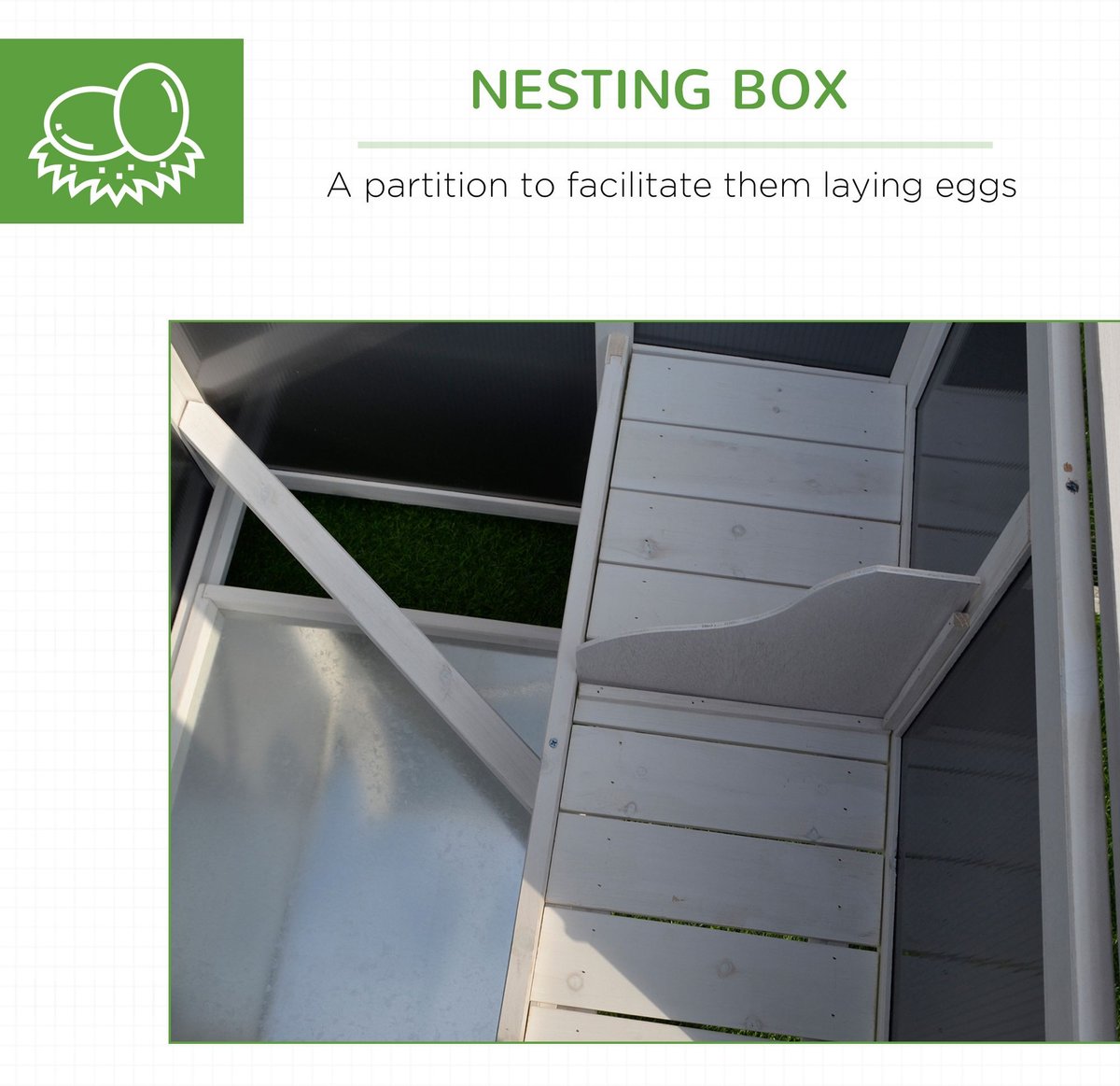 PawHut Backyard PC Roof with Run Box Chicken Coop