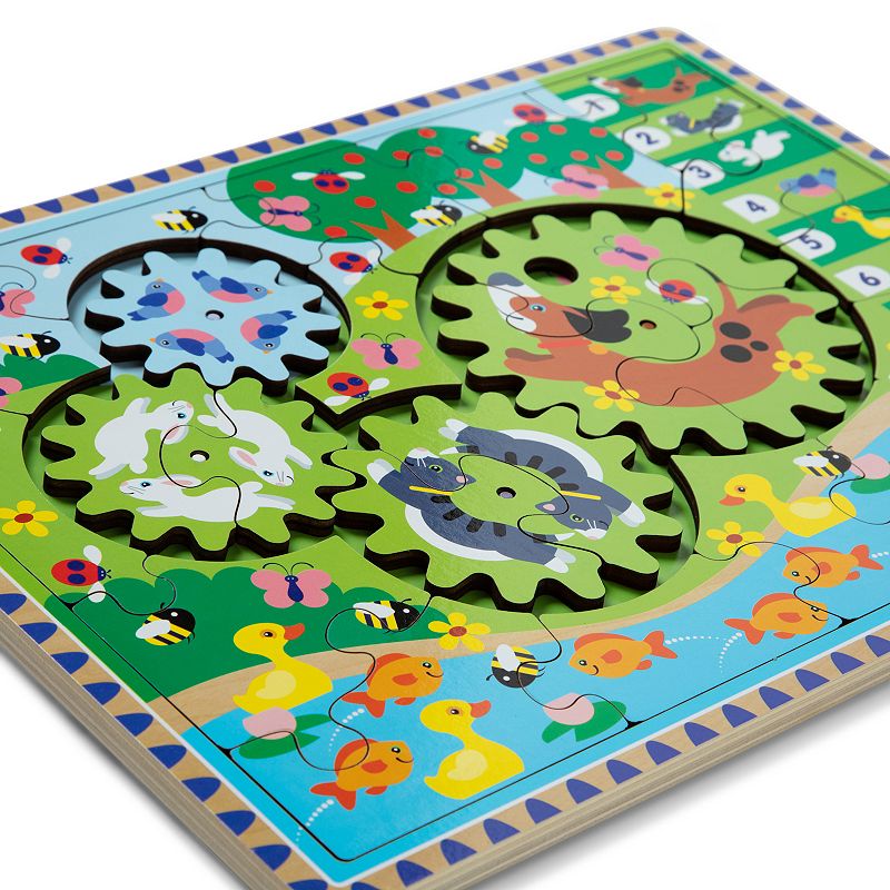 Melissa and Doug Wooden Animal Chase Jigsaw Spinning Gear Puzzle