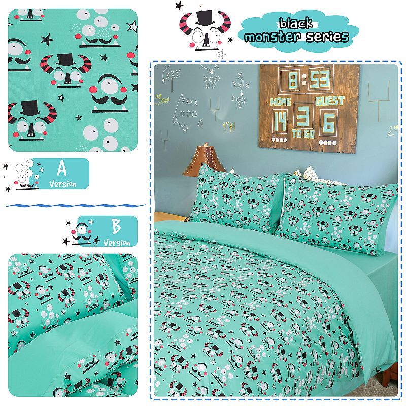 Polyester Microfiber 5 Piece Kids Bedding Set Alien Pattern Twin