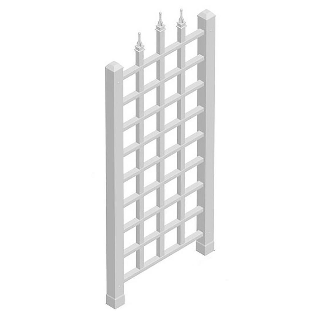 Dura-Trel 64 in. x 28 in. White Vinyl PVC Camelot Trellis 11140