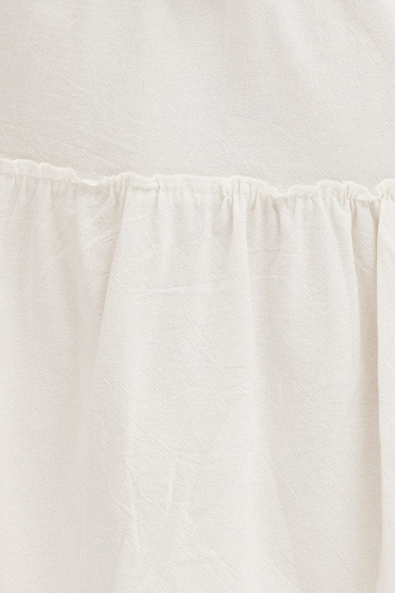 White Tiered Midi Skirt