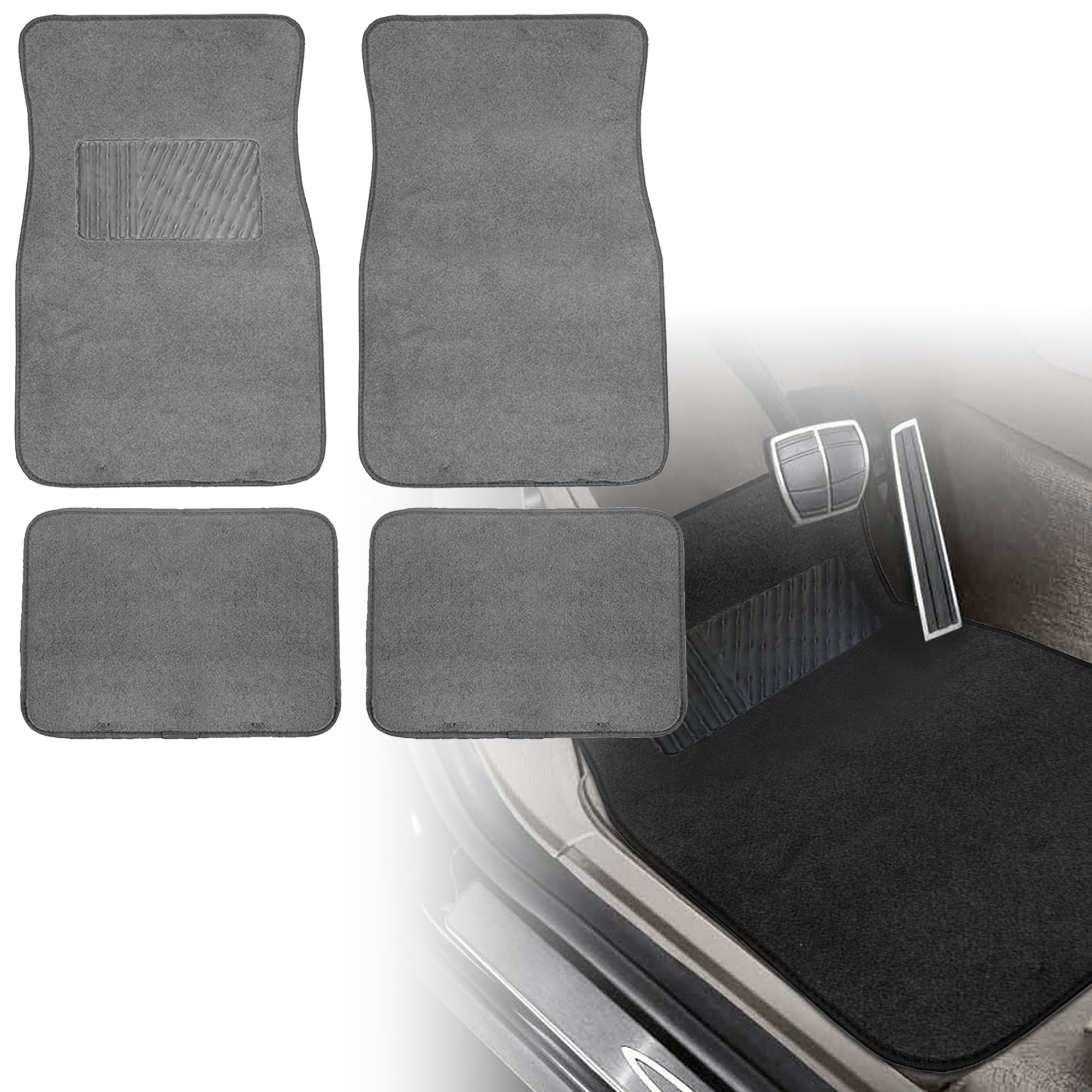 FH Group FH Travel Master Car Seat Covers for Auto Complete Seat Covers Set with Gray Premium Carpet Floor Mats Red Black