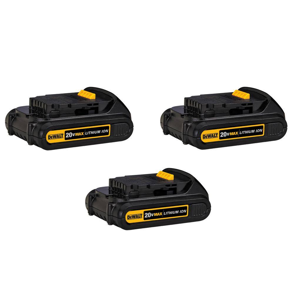 DW 20V MAX Lithium-Ion 1.5Ah Compact Battery Pack (3-Pack) DCB201-3