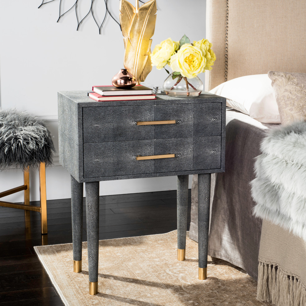 Safavieh Couture Nour Faux Shagreen End Table   Midcentury   Side Tables And End Tables   by Safavieh  Houzz