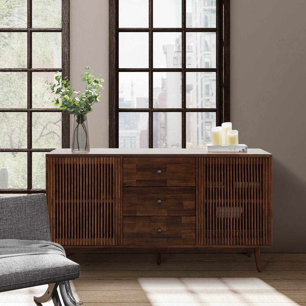 Crrillus Mid century Sideboard with Slatted Doors by HULALA HOME