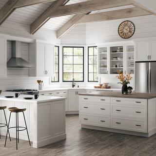 Hampton Bay Designer Series Melvern Assembled 36x24x24 in. Deep Wall Bridge Kitchen Cabinet in White W362424-MLWH