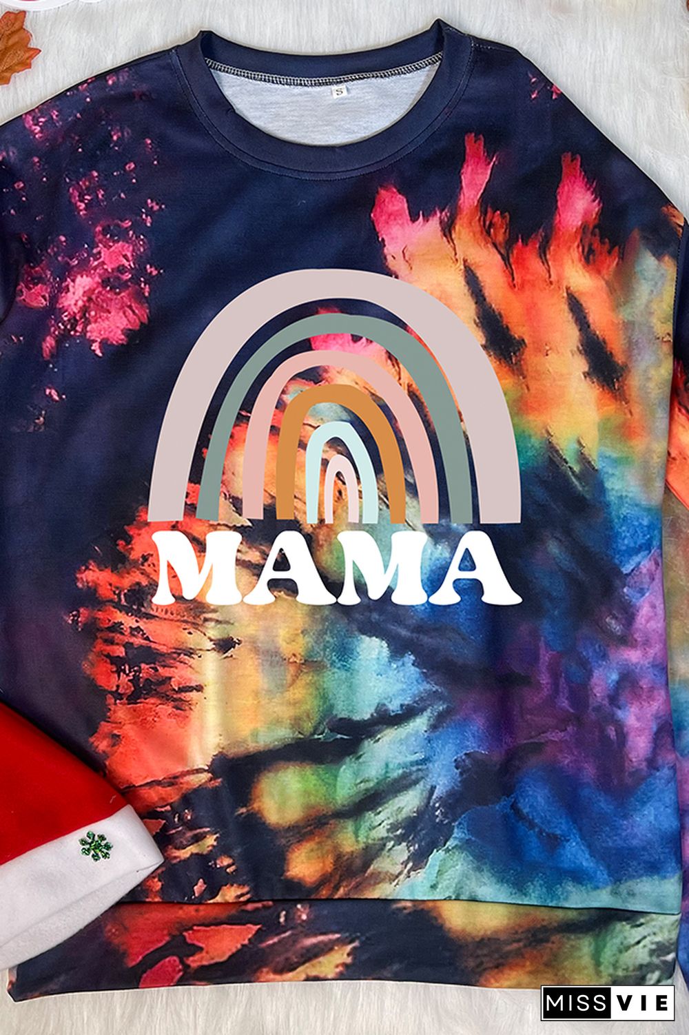 Bleached Tie Dye O-neck Sweatshirt Women Wholesale