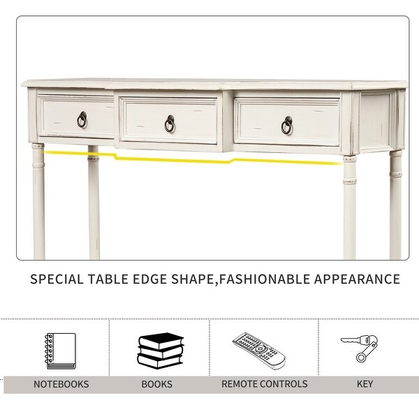 Console Table Sofa Table with Drawers and Long Shelf for Entryway