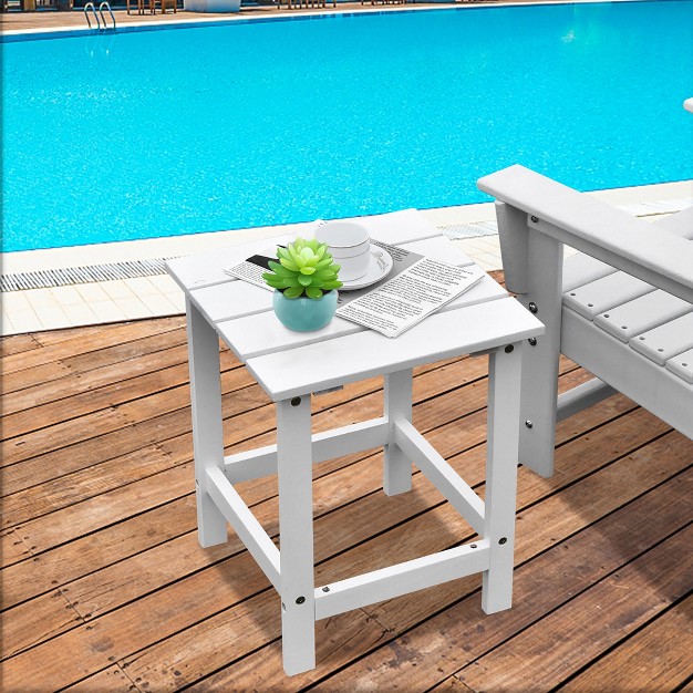 End Side Coffee Table Square Wooden Slat Garden Deck White black gray