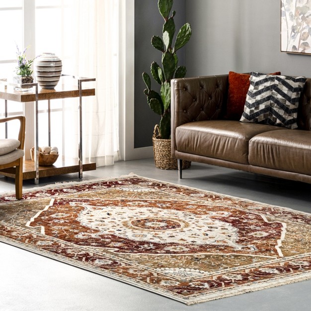 Nuloom Jaime Traditional Medallion Fringe Area Rug