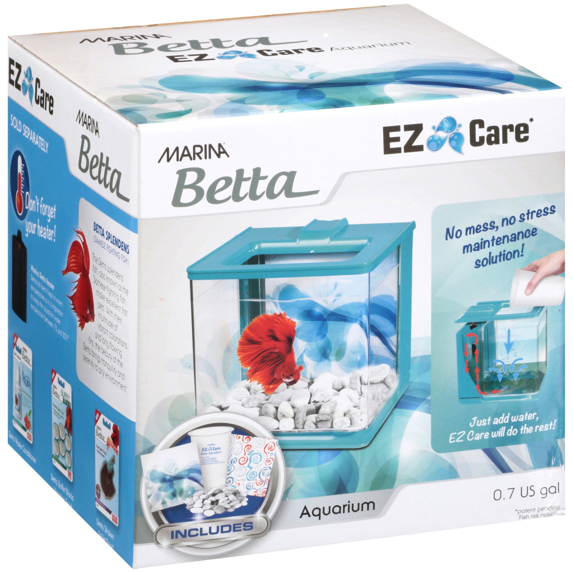 Marina Betta EZ Care 0.7-Gallon Aquarium Starter Kit， Blue