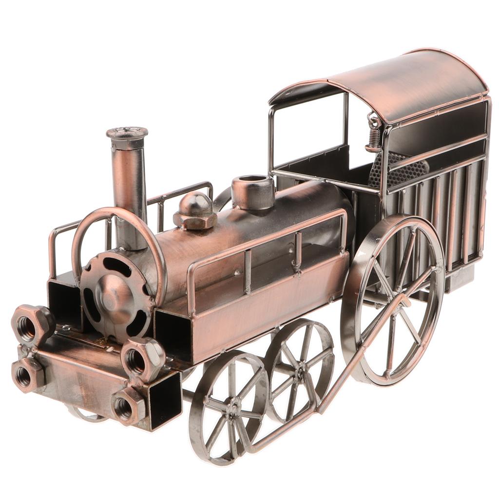 Old Style Locomotive Train Model Metalwork Office Decoration Ornaments Handcrafted Collectible Vehicle Toys