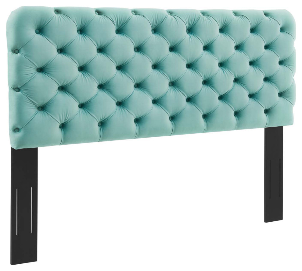 Lizzy Tufted Twin Performance Velvet Headboard   Traditional   Headboards   by Uber Bazaar  Houzz