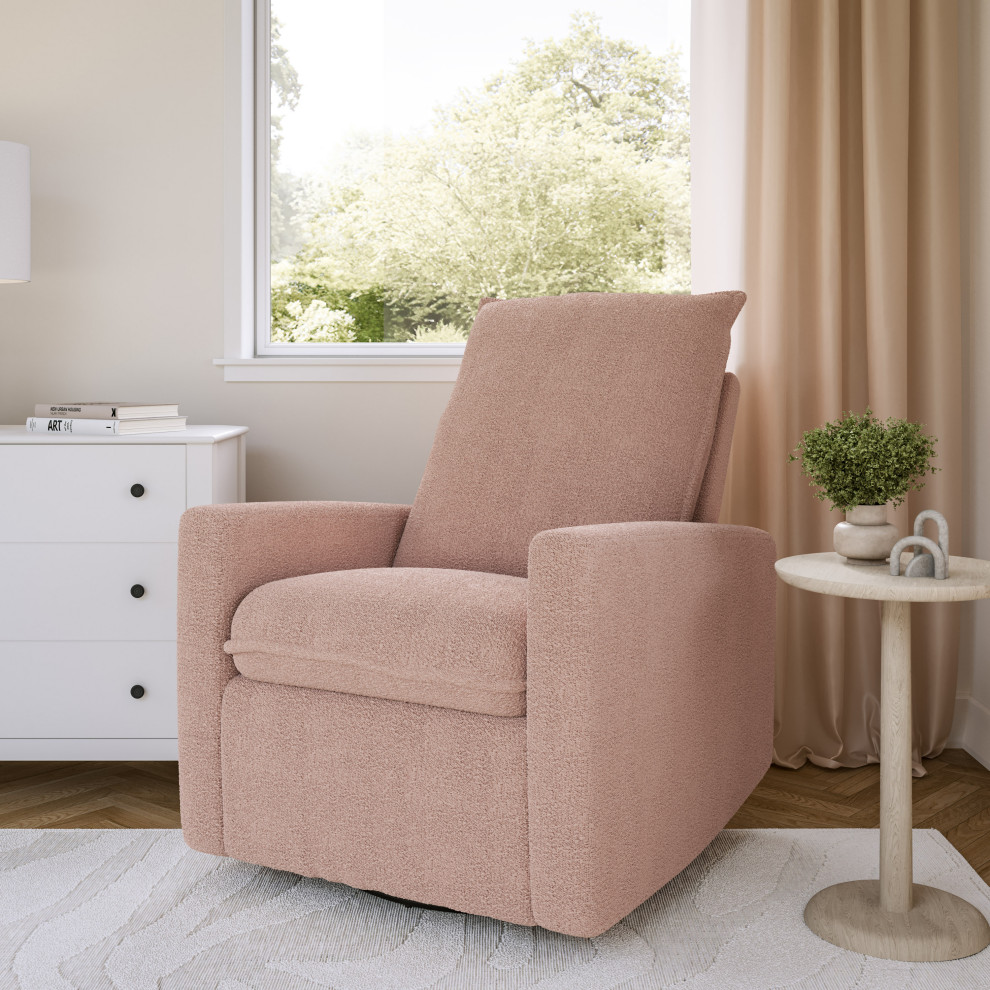 Caillie Boucle Fabric Upholstered Contemporary Glider Recliner Chair   Transitional   Recliner Chairs   by CorLiving Distribution LLC  Houzz