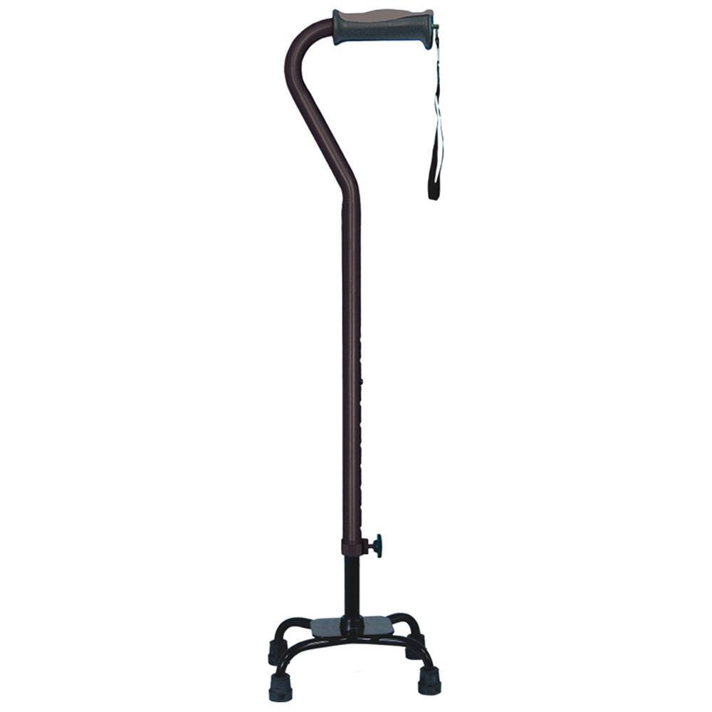 Hugo Mobility Adjustable Quad Cane for Right or Left Hand Use Small Base Ebony 731-850