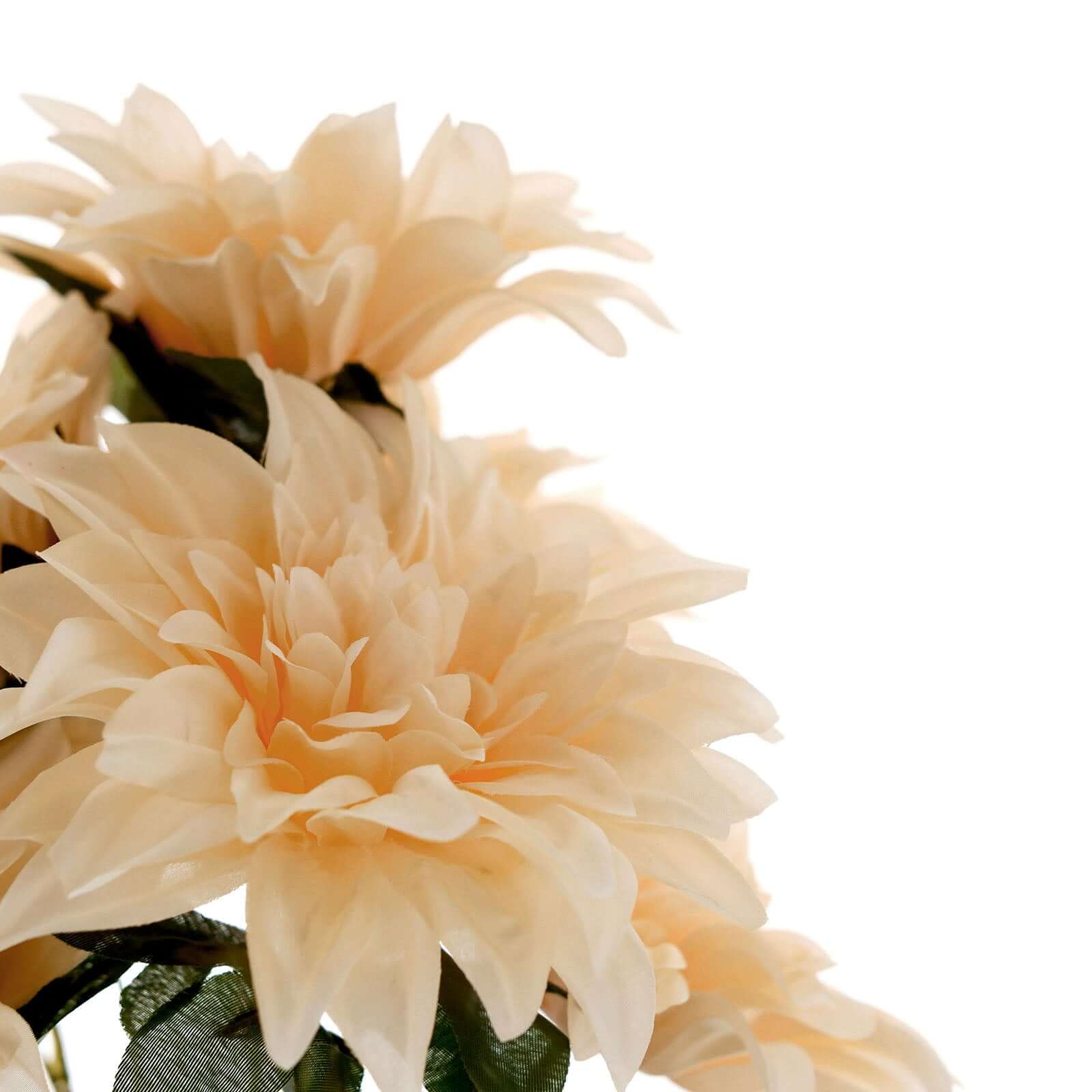 2 Bushes Cream Large Head Artificial Dahlia Bouquet, Silk Bridal Flower Decorations 20