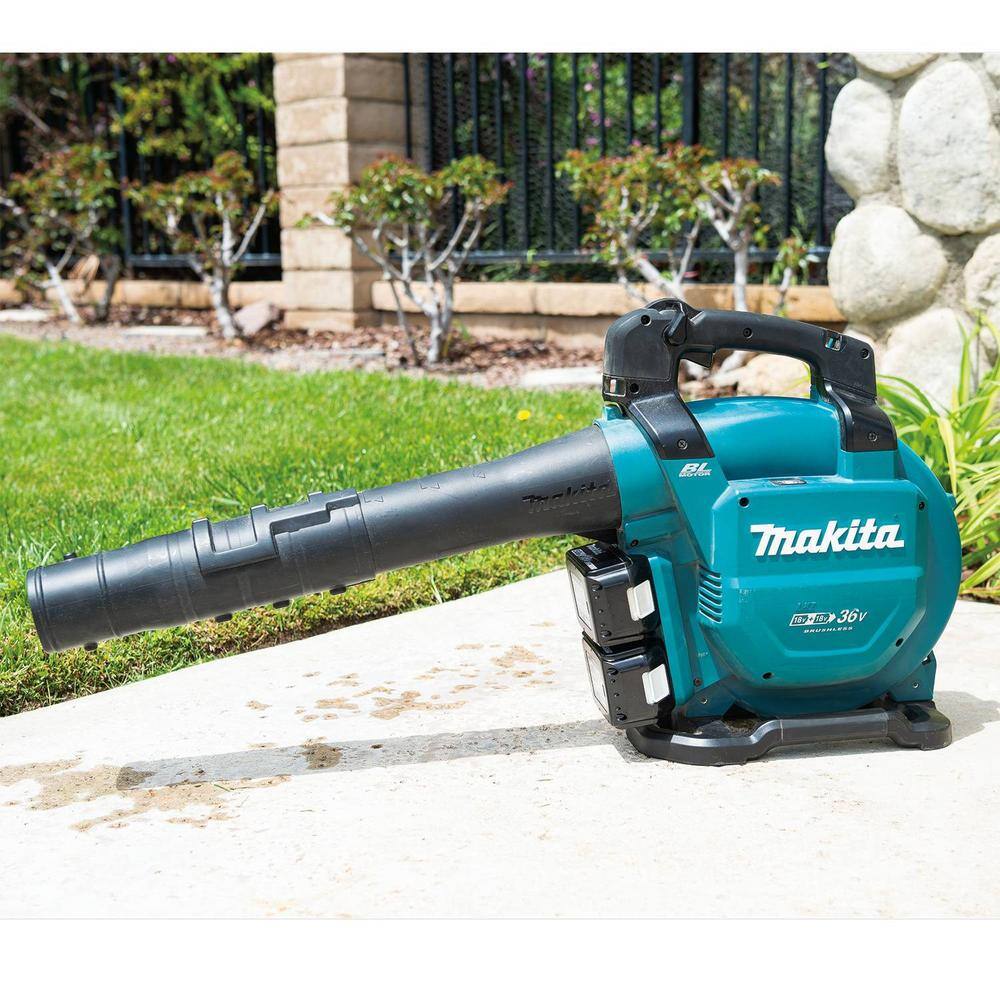 Makita 120 MPH 473 CFM 18V X2 (36V) LXT Lithium-Ion Brushless Cordless Leaf Blower Kit with Vacuum Attachment Kit (5.0 Ah) XBU04PTV