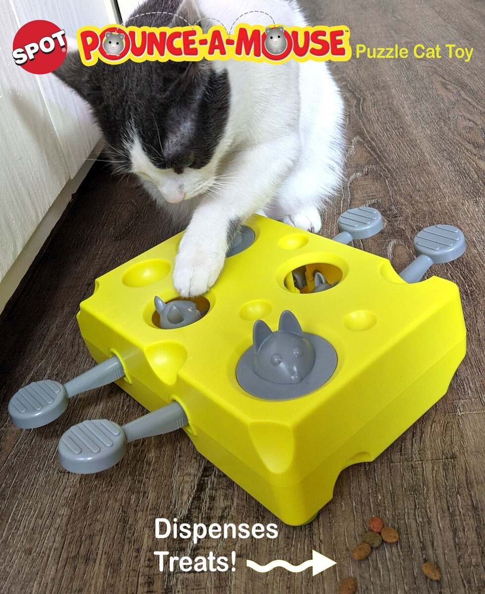 Ethical Pet Pounce A Mouse Treat Dispensing Cat Toy， Yellow