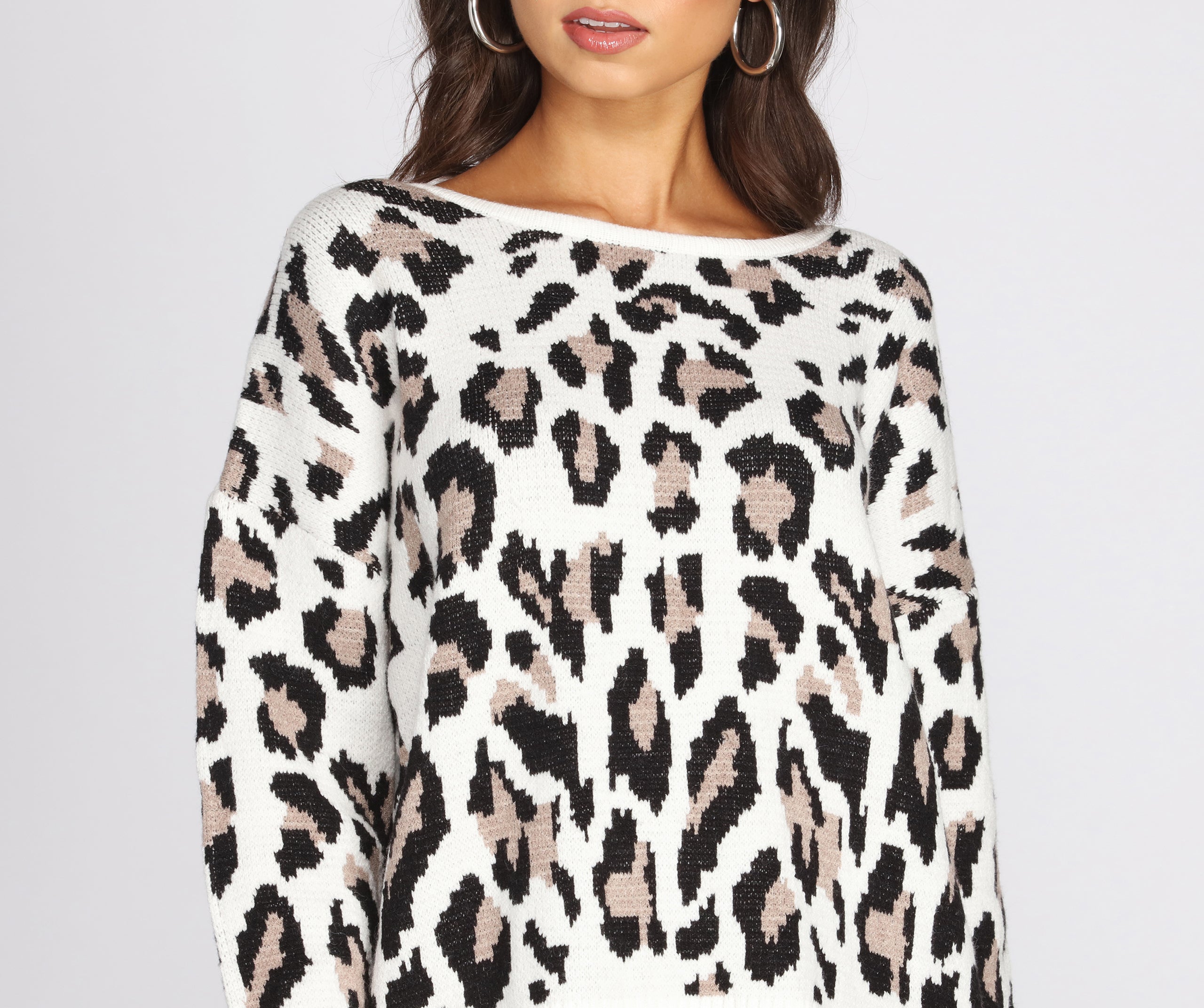 Leopard Print Open Back Sweater