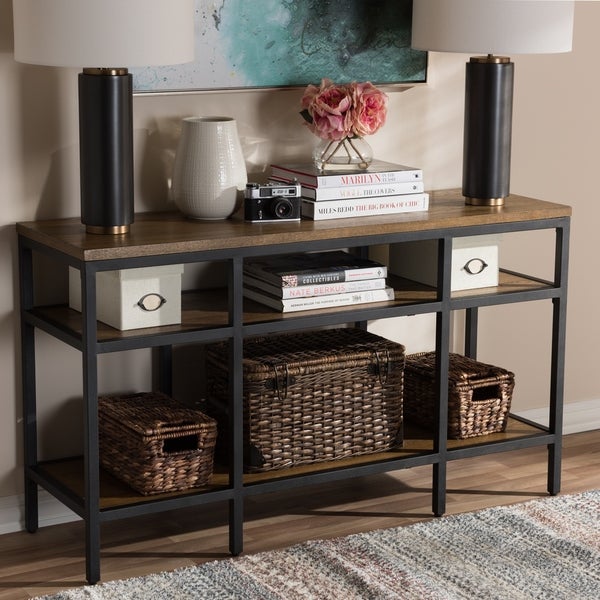 Rustic Brown and Black Console Table by Baxton Studio