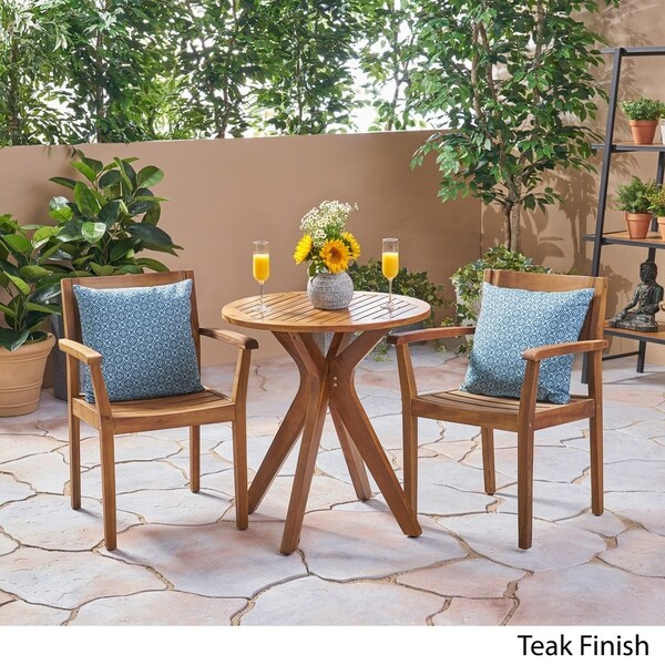 Stamford Outdoor 3 Piece Acacia Wood Bistro Set by Christopher Knight Home