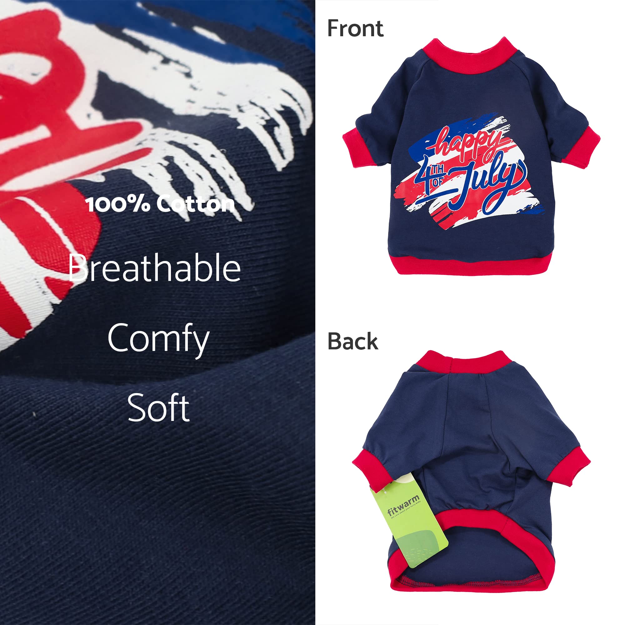 Fitwarm Happy 4th of July Dog Shirt For Small Boy Pet Clothes Small