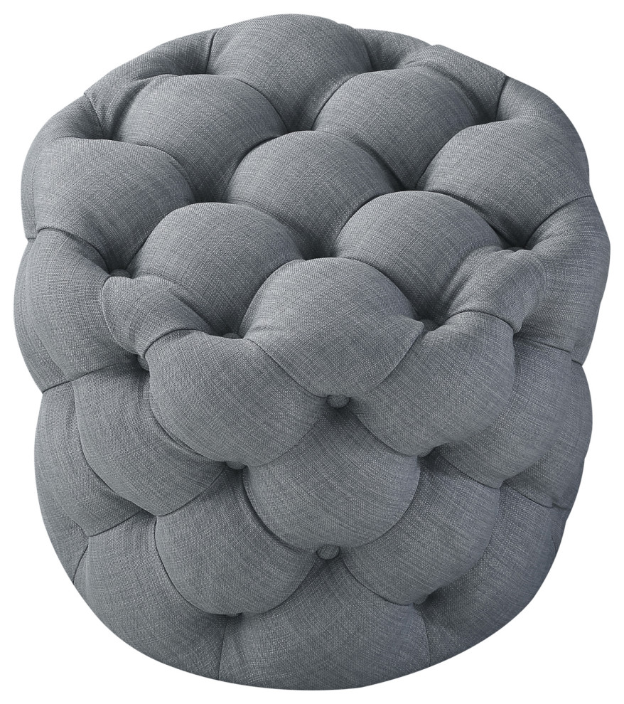 Jessica over Tufted Round 1 Pc Ottoman   Transitional   Footstools And Ottomans   by Inspired Home  Houzz