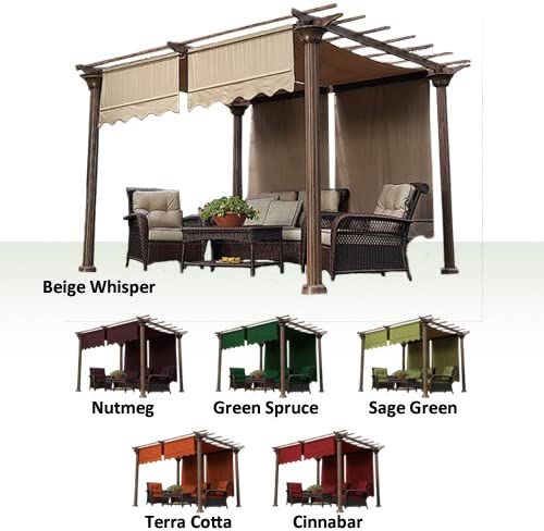 Garden Winds Universal Designer Replacement Pergola Shade Canopy Top Cover Only - Cinnabar - Metal Structure Not Included