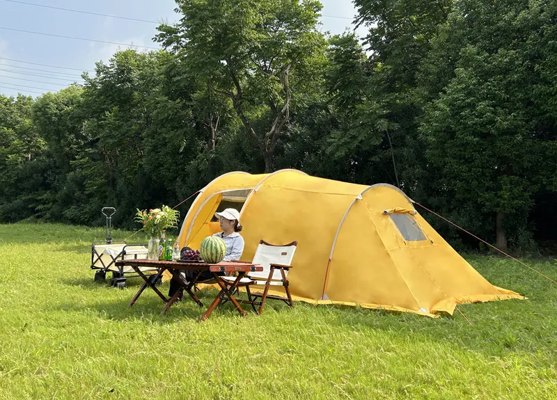 Factory Direct Supply Custom Yellow Tente Waterproof  4 Person Outdoor Family Camping Tent