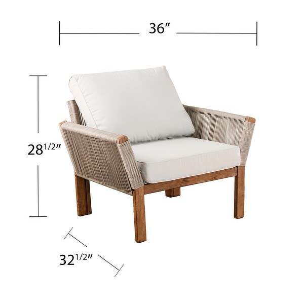 SEI Furniture Belen Natural Acacia Wood Outdoor Club Chair with Cushions (Set of 2)