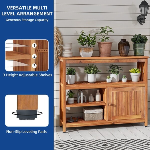 Moasis Outdoor Side Table Sideboard Acacia Wood Storage Cabinet