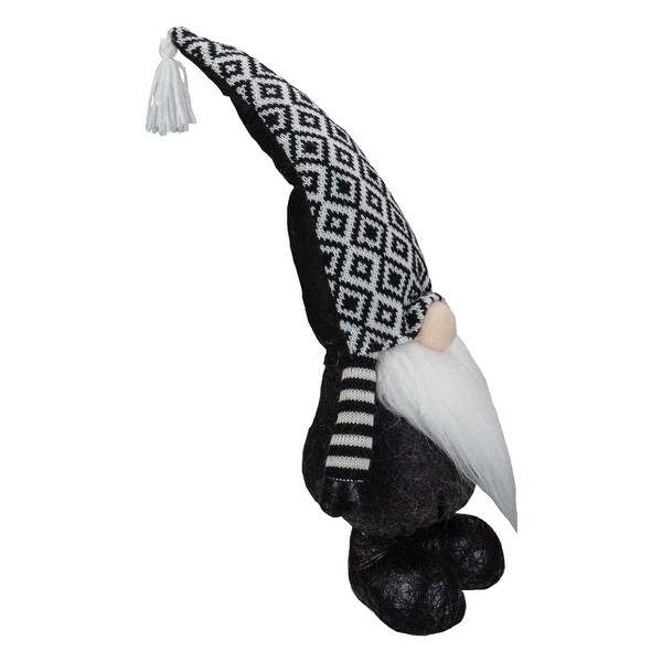 17 Black and White Plush Knit Gnome Christmas Figure