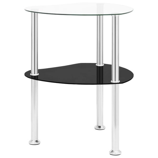 2-Tier Side Table Transparent and Black 15