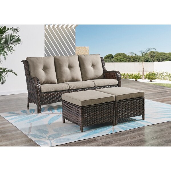 Pocassy 5Piece Outdoor Wicker Sofa Set with Swivel Chairs