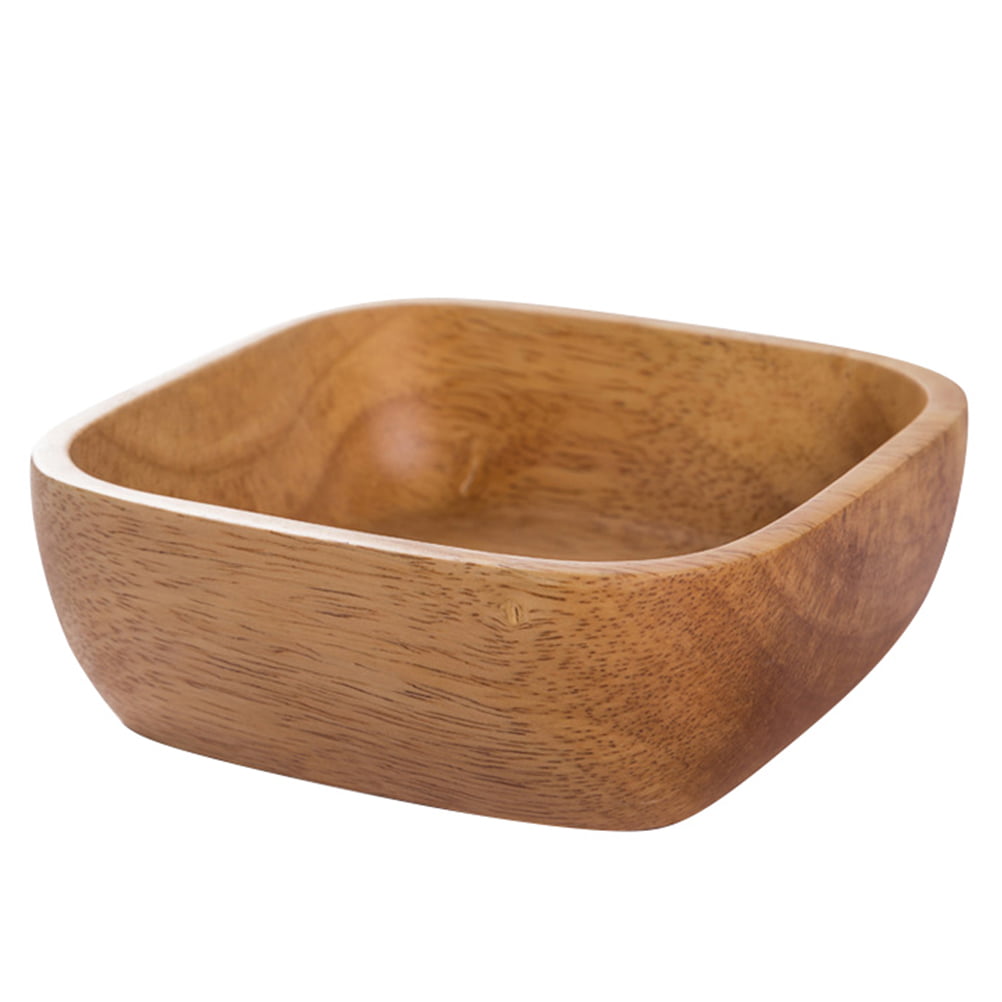 Hemoton 1Pc Wooden Bowl Dessert Plate Wood Salad Bowl Food Container Tableware