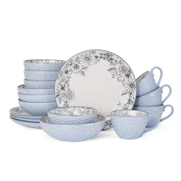 Pfaltzgraff 16-Piece Gabriela Gray Dinnerware Set