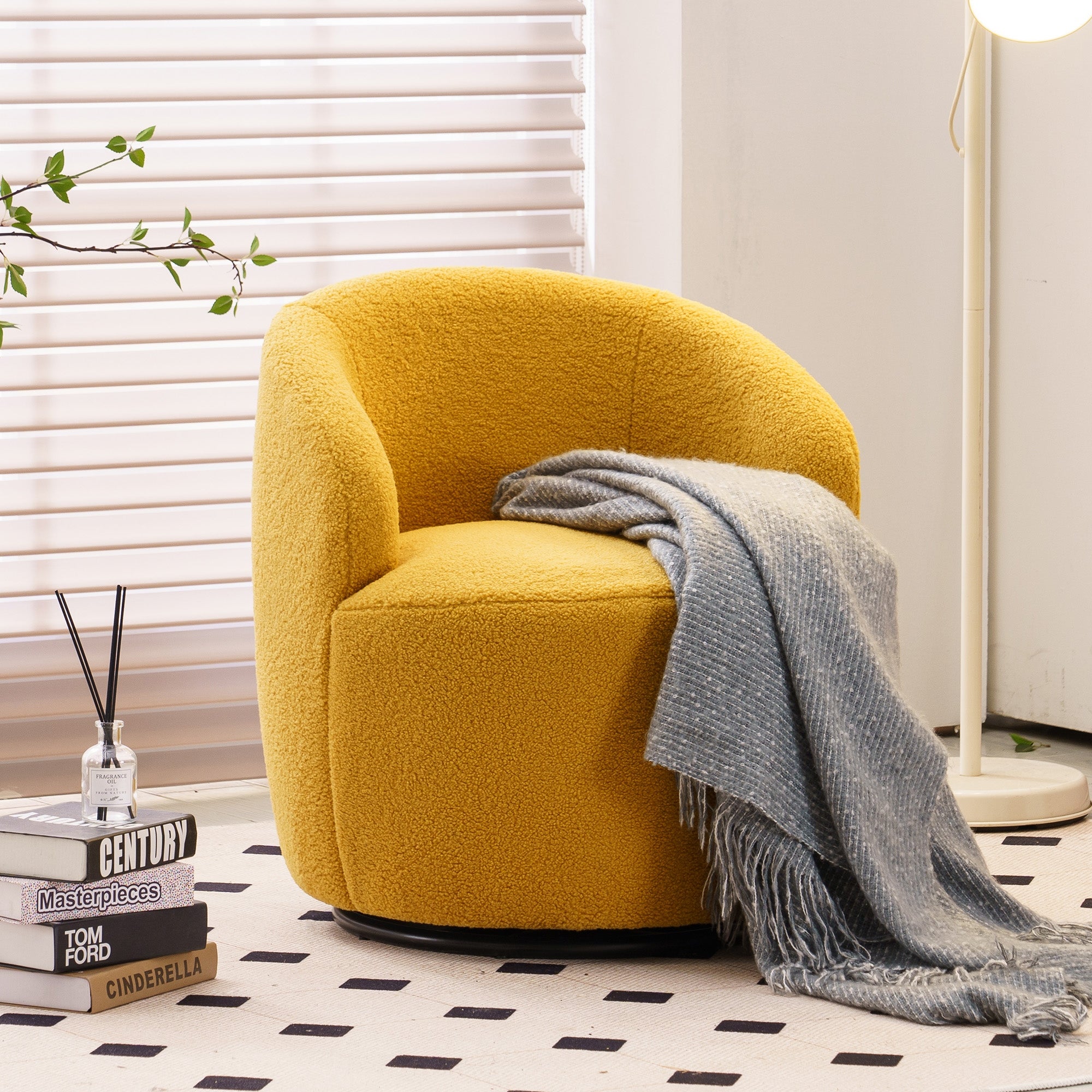 25inch Small Upholstered Fabric Swivel Accent Armchair