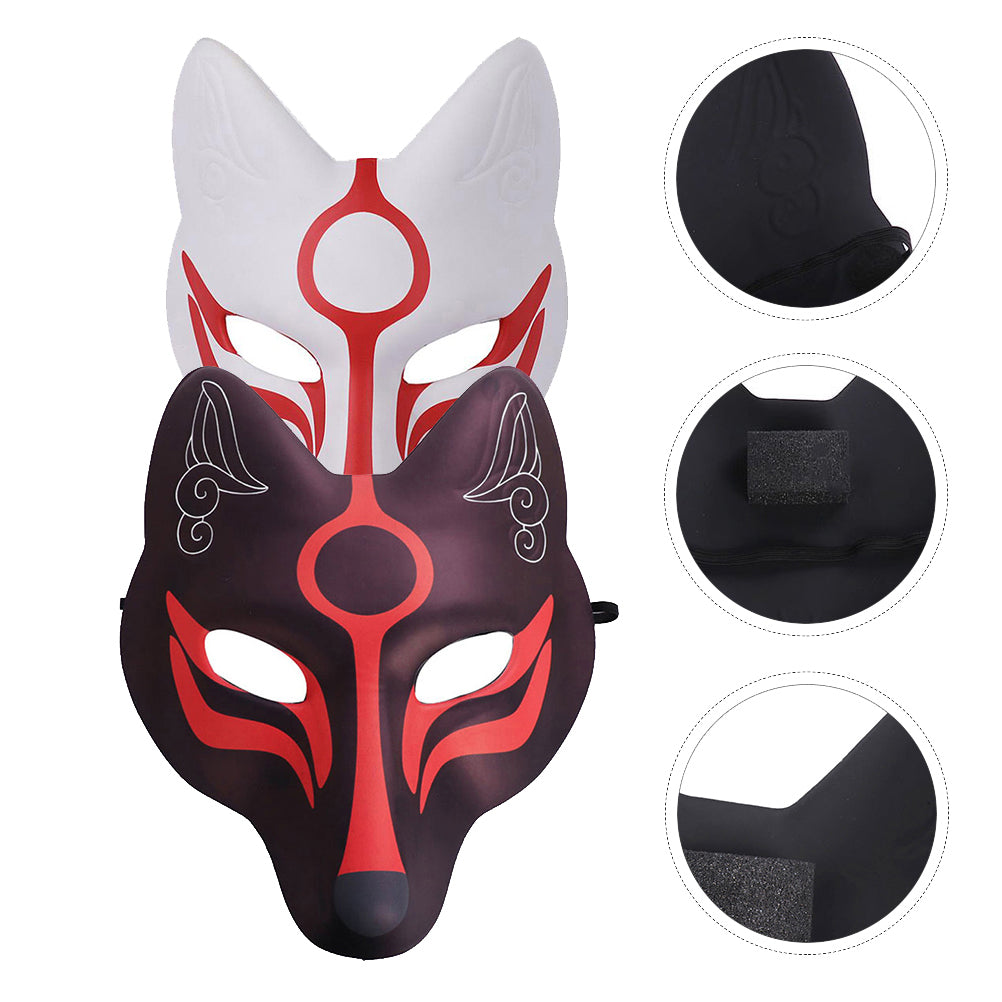 NUOLUX Masks Fox Japanese Cosplay Party Costume Masquerade Kitsune Halloween Animal Kabuki Face Half Anime  Props Decorative