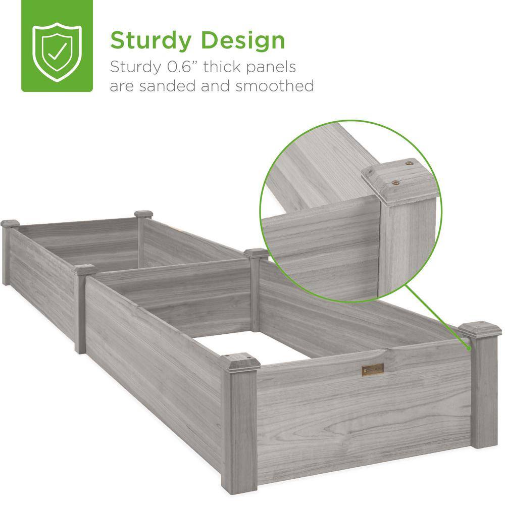 Best Choice Products 8 ft. x 2 ft. Wood Raised Garden Bed - Gray SKY6628