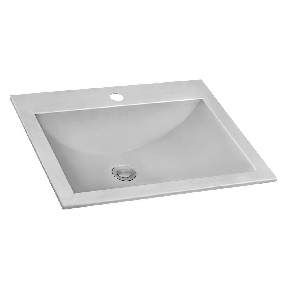 Ruvati 21 x 17 inch Drop-in Topmount Bathroom Sink Brushed Stainless Steel RVH5110ST