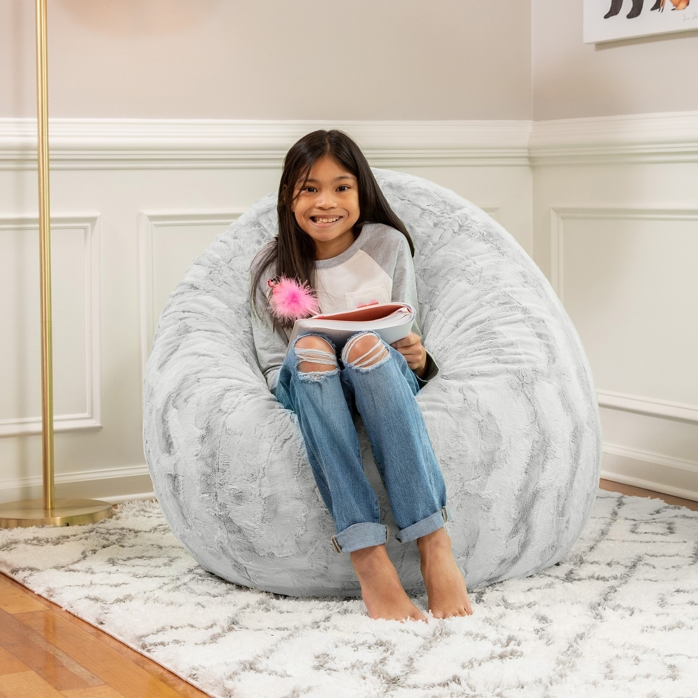 Jaxx Cocoon 4 Foot Kids Bean Bag Chair and Crash Pad   Faux Fur