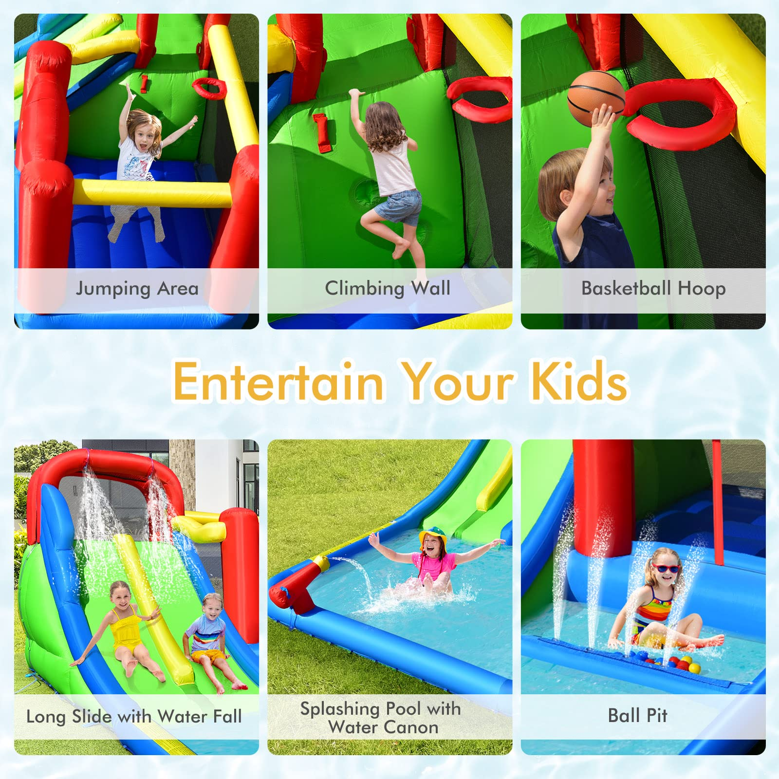 Inflatable Water Slide Park, Kids Giant Water Park Jumping Castle