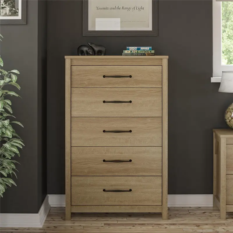 Augusta Natural 5 Drawer Tall Dresser