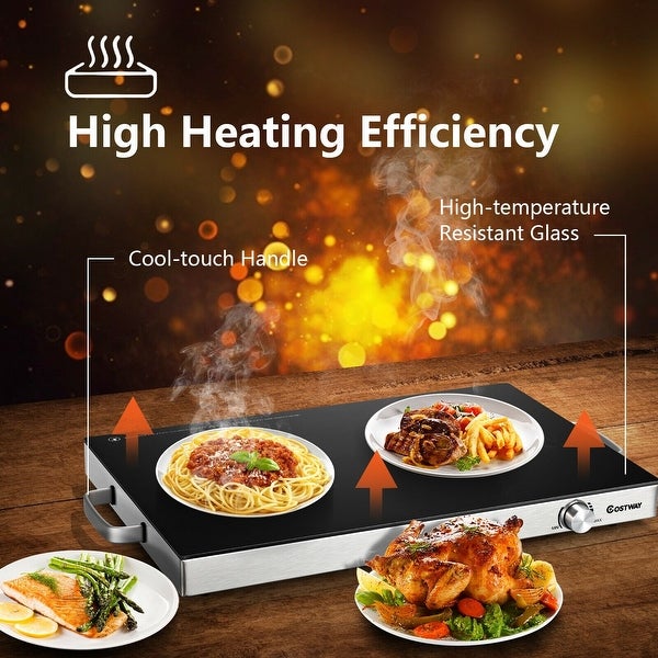 22 x 14 Inch Electric Warming Tray Hot Plate Dish Warmer with Adjustable Temperature - 25