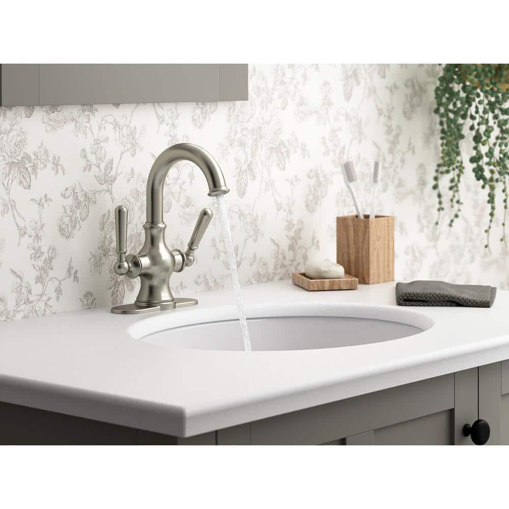 KOHLER Capilano Monoblock 4 in Centerset 2Handle Bathroom Faucet in Vibrant Brushed Nickel