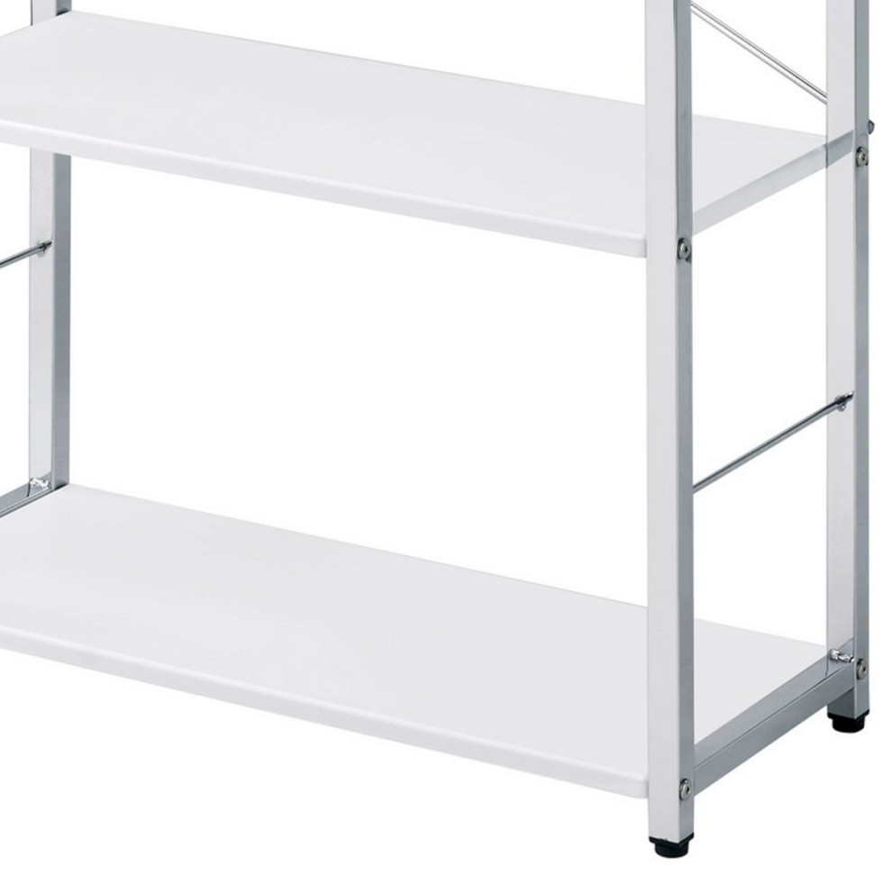 Bookshelf With X Shaped Cross Bar Chrome Finish White  Saltoro Sherpi   Contemporary   Bookcases   by Dot  ampBo  Houzz