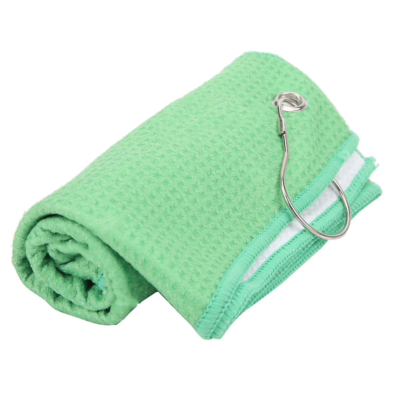 Waffle Microfiber Golf Towels Cleans Clubs Balls Hands Cleaning Towel With Carabiner Hookgreen